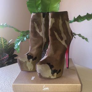 Christian Louboutin Pony Hair Camo Boot Booties 42